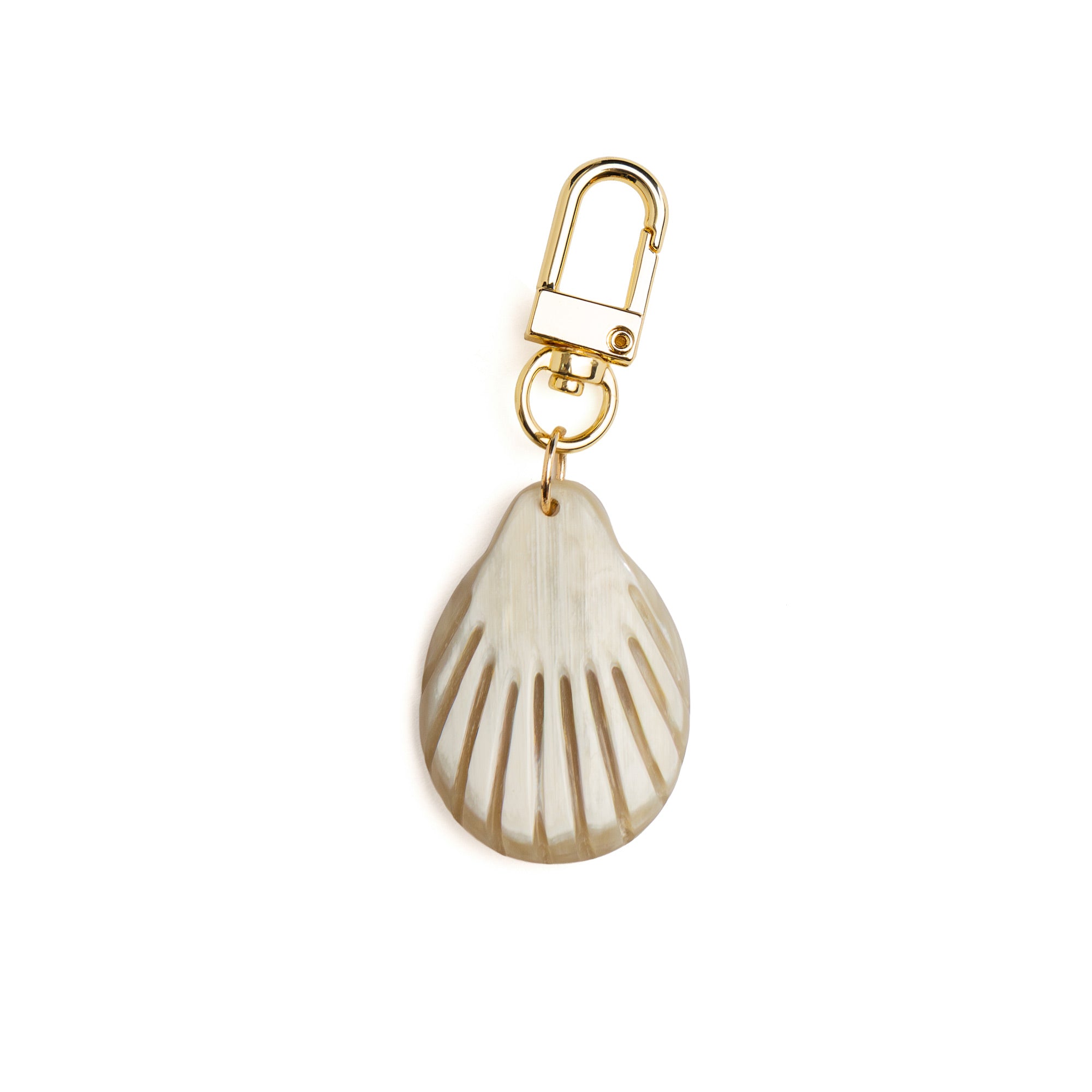 Akola hand-carved scallop shell horn charm, alternate angle