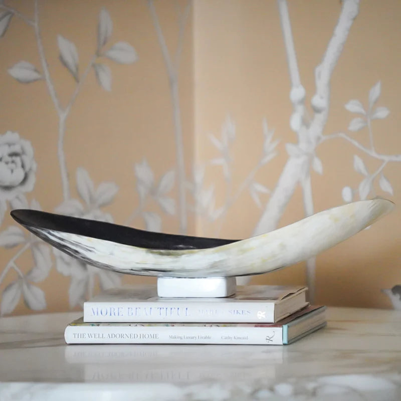 Akola large decorative bowl hand-carved from natural horn in Uganda