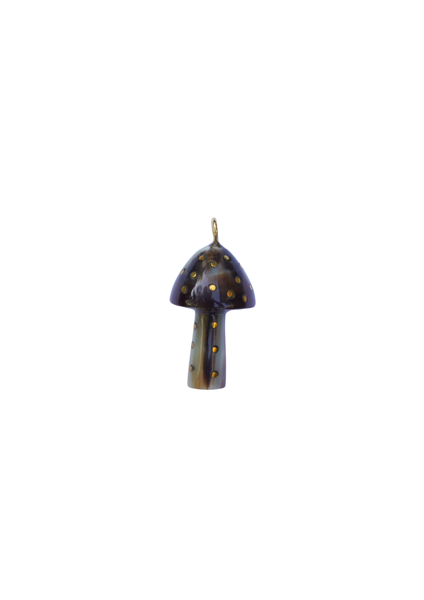 Mushroom Dark Horn and Brass Charm by Nicola Bathie