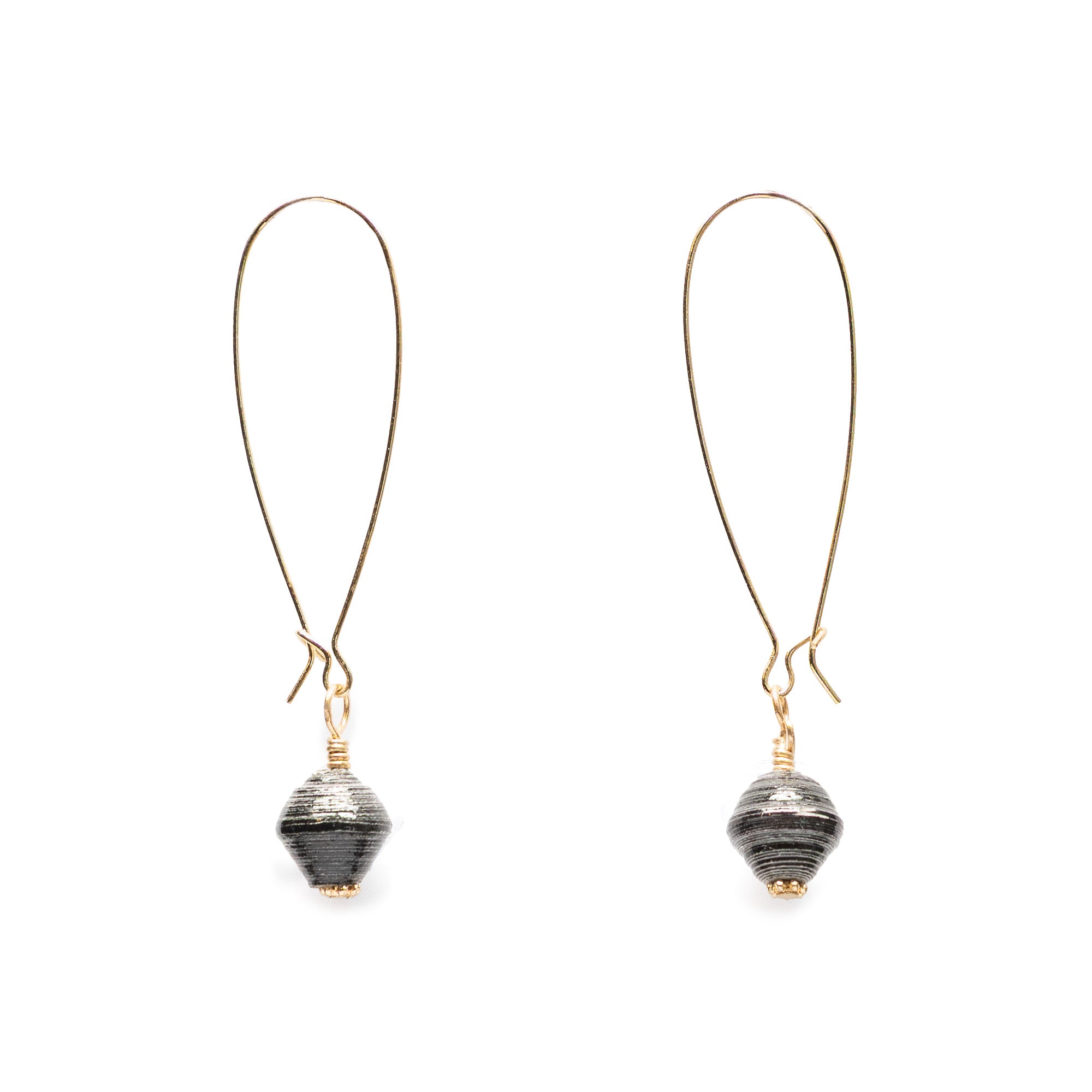 Akola One Hope One Bead earrings with hand-rolled paper bead, made in Uganda