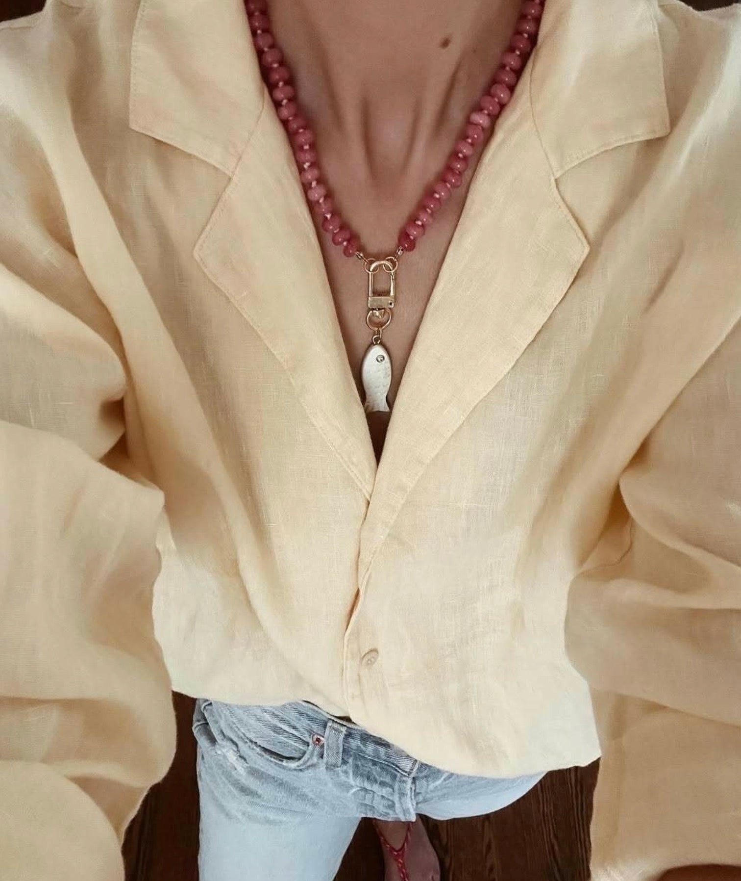 Lilly Sisto x Akola petite fish charm in hand-carved Ankole horn