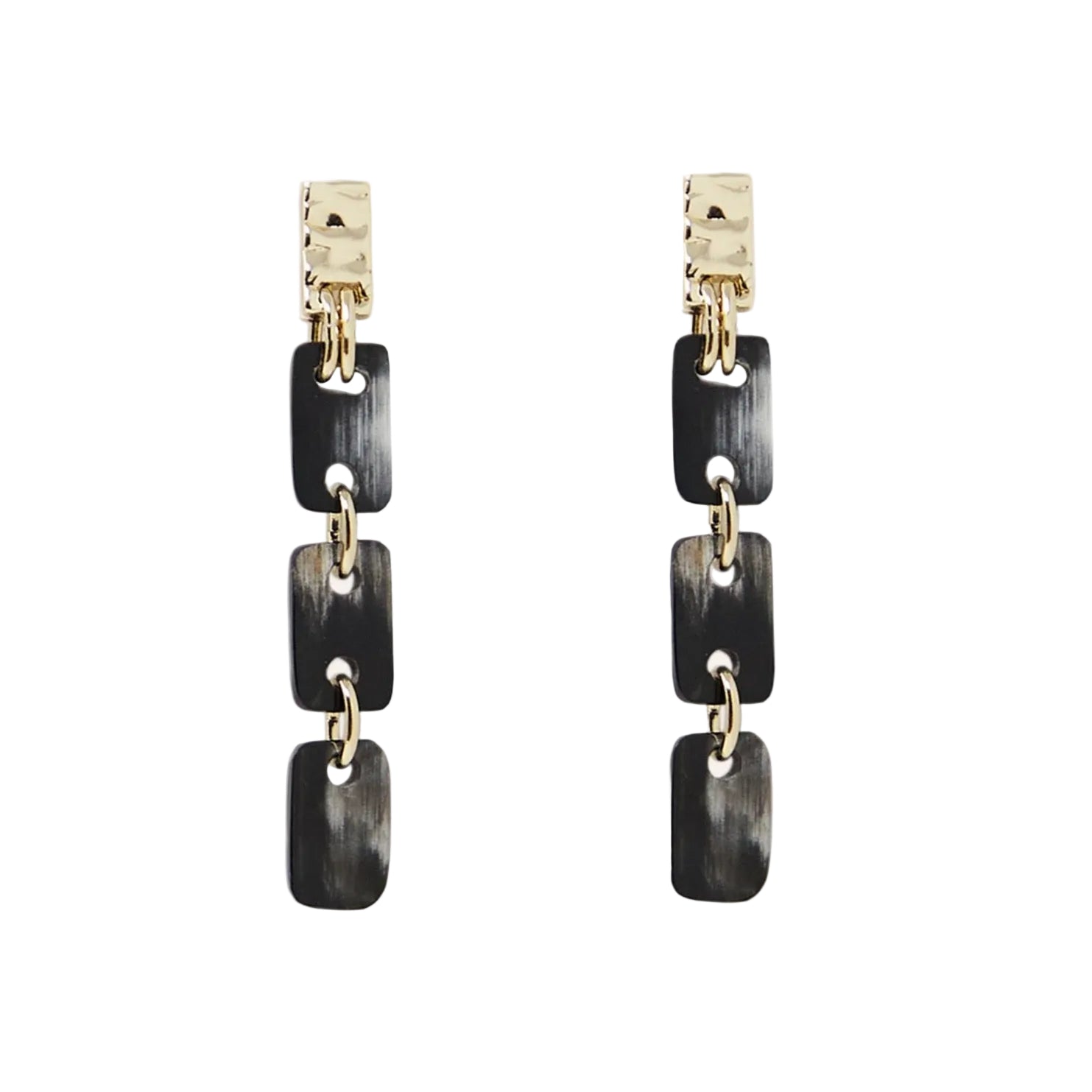 Akola Lindiwi Linear Drop Earring in black horn, handcrafted in Uganda