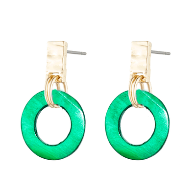 Akola Fern Small Drop Earring in Horn, handcrafted gold earrings