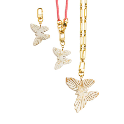 Detail of Akola butterfly charm showing natural Ankole horn striations