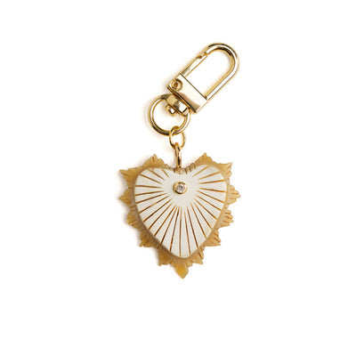 Akola Amara small heart charm in hand-carved Ankole horn with crystal accent