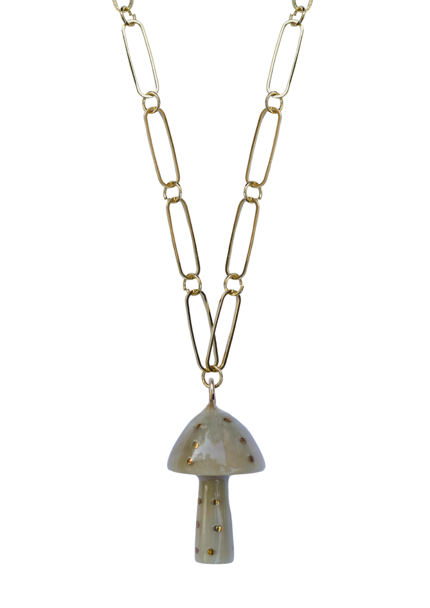 Mushroom Light Horn and Brass Charm by Nicola Bathie