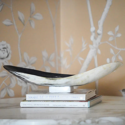 Akola large decorative bowl hand-carved from natural horn in Uganda