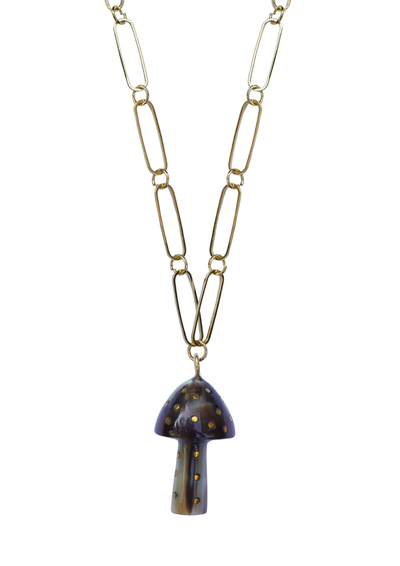 Mushroom Dark Horn and Brass Charm by Nicola Bathie