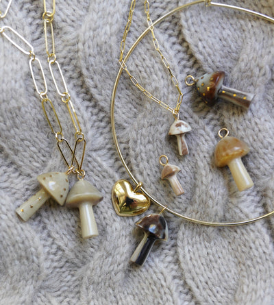 Mushroom Dark Horn and Brass Charm by Nicola Bathie