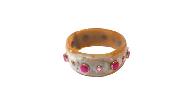 Akola Tilly bangle bracelet in hand-carved horn with gemstones and crystals, handcrafted in Uganda