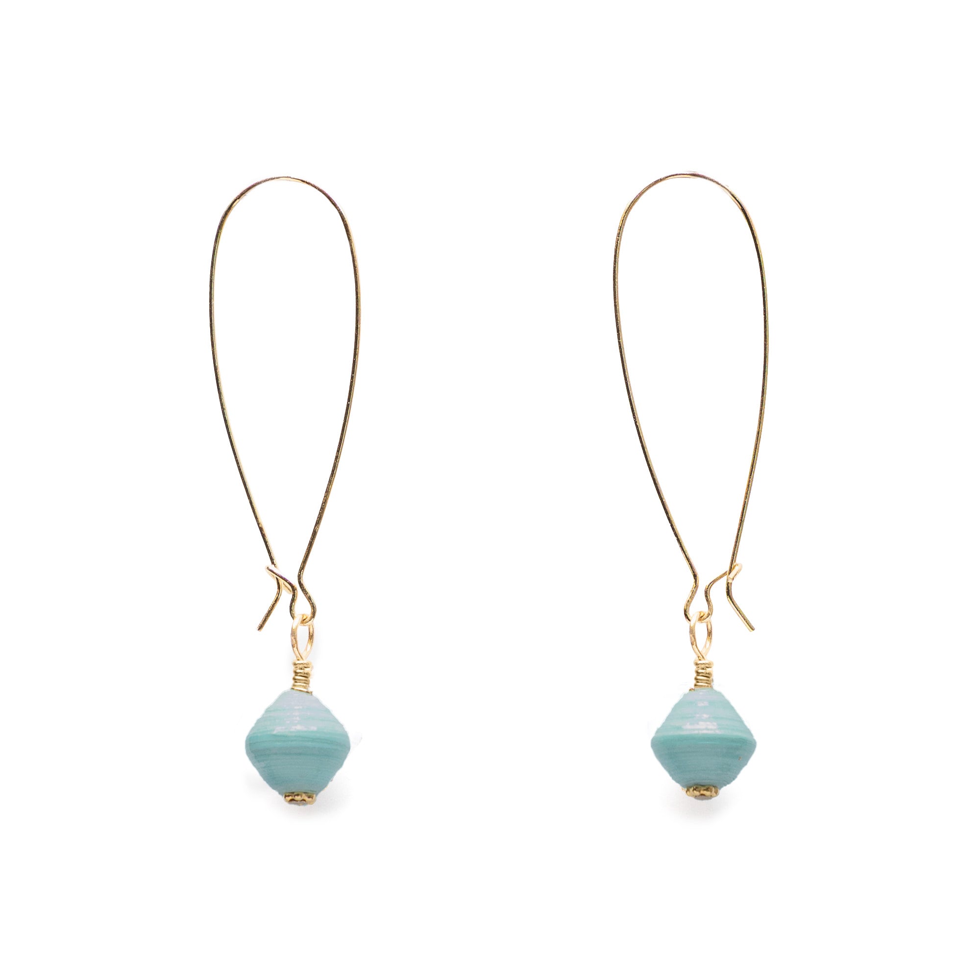 Akola One Hope One Bead earrings with hand-rolled paper bead, made in Uganda