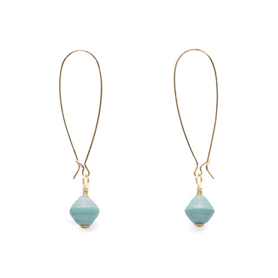 Akola One Hope One Bead earrings with hand-rolled paper bead, made in Uganda