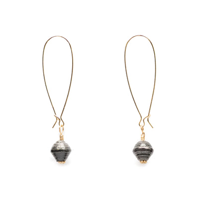 Akola One Hope One Bead earrings with hand-rolled paper bead, made in Uganda