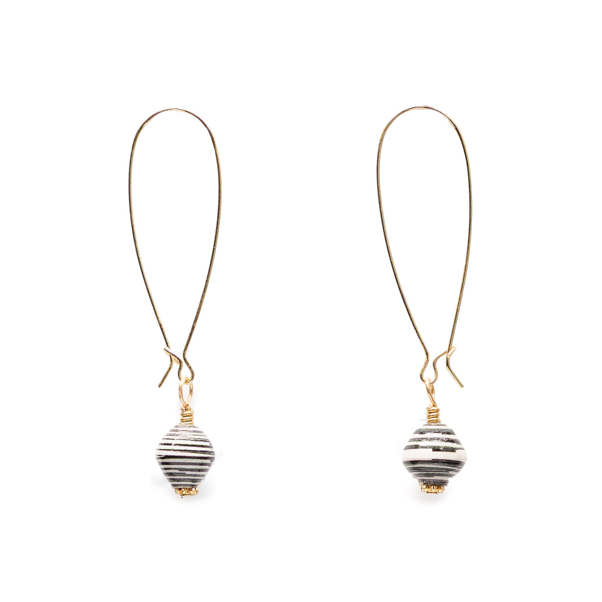 Akola One Hope One Bead earrings with hand-rolled paper bead, made in Uganda