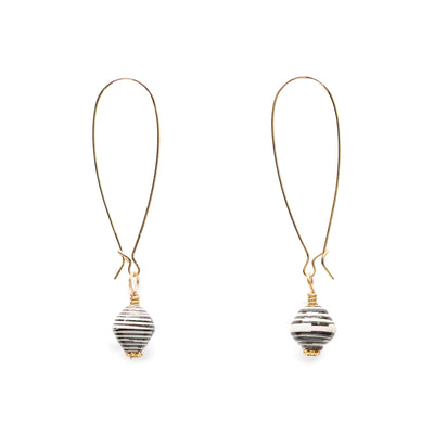 Akola One Hope One Bead earrings with hand-rolled paper bead, made in Uganda