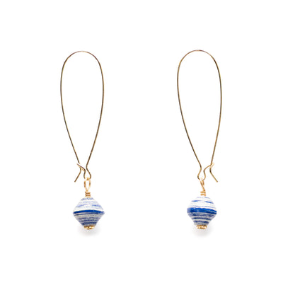 Akola One Hope One Bead earrings with hand-rolled paper bead, made in Uganda