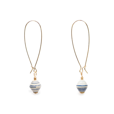 Akola One Hope One Bead earrings with hand-rolled paper bead, made in Uganda