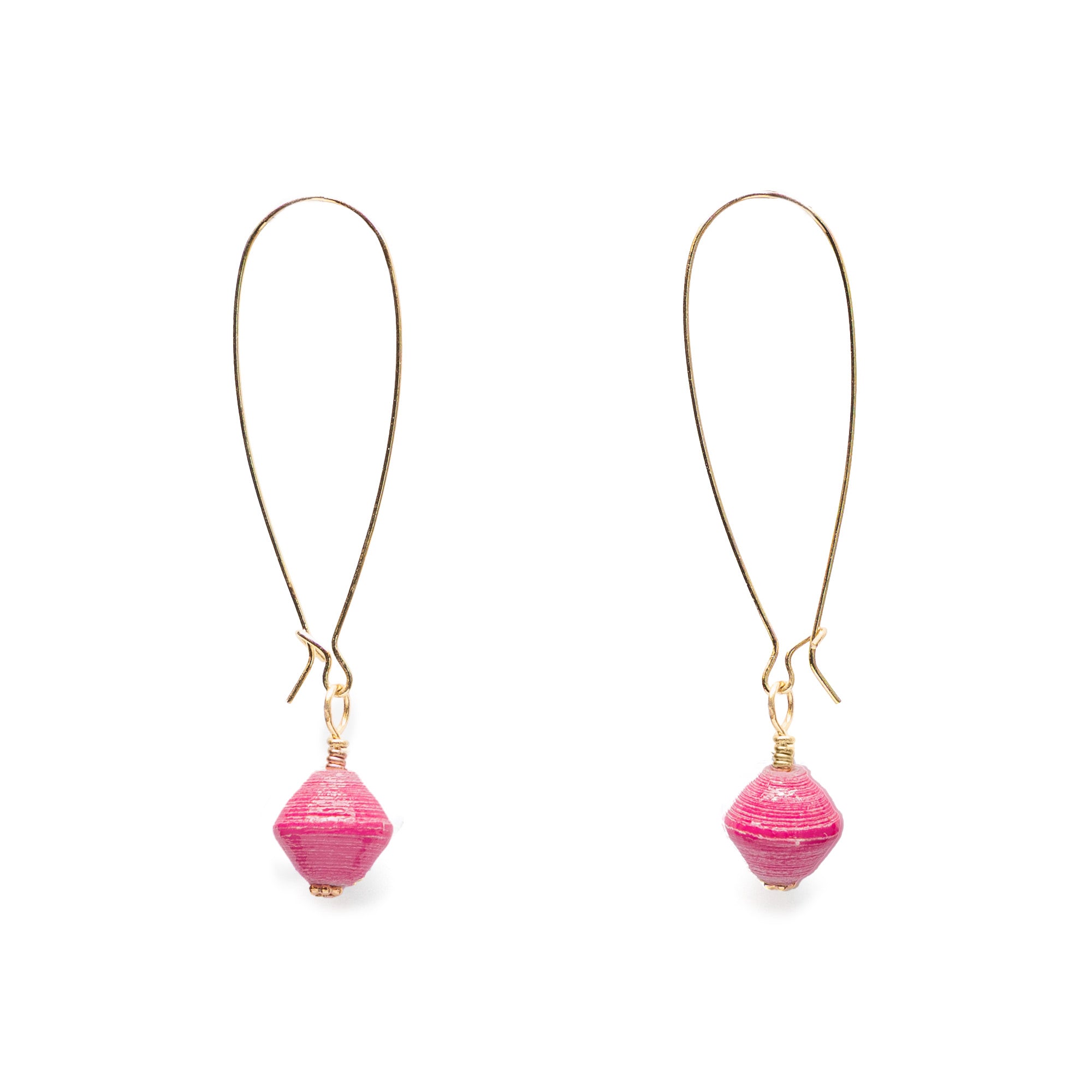 Akola One Hope One Bead earrings with hand-rolled paper bead, made in Uganda