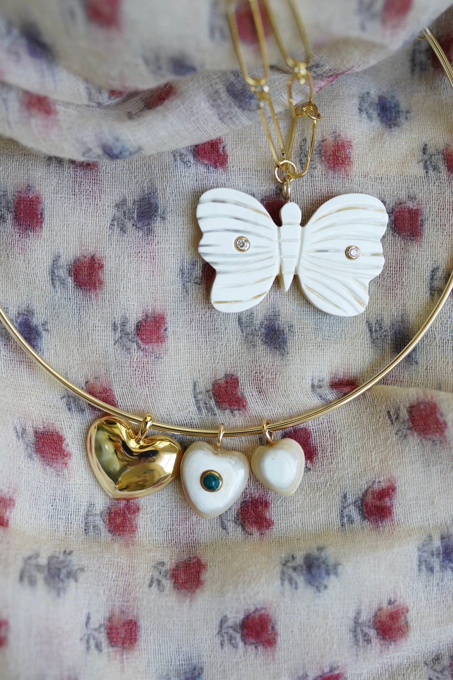Mini Heart Embellished Horn Charm by Nicola Bathie