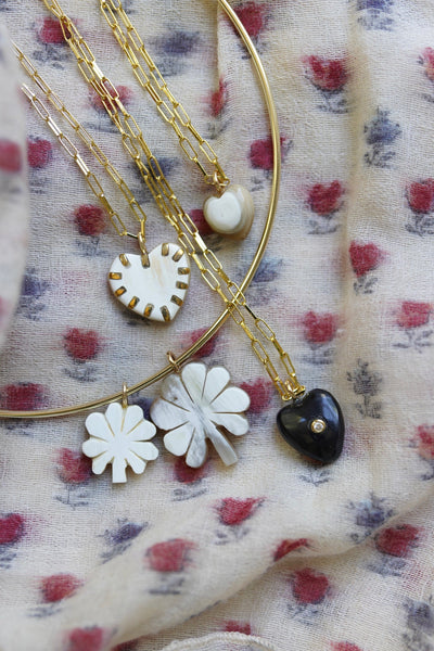 Mini Heart Embellished Dark Horn Charm by Nicola Bathie