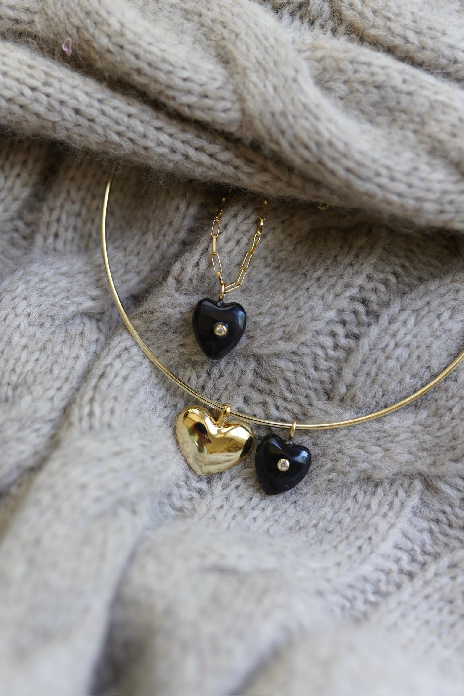 Mini Heart Embellished Dark Horn Charm by Nicola Bathie