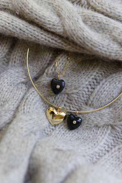 Mini Heart Embellished Dark Horn Charm by Nicola Bathie