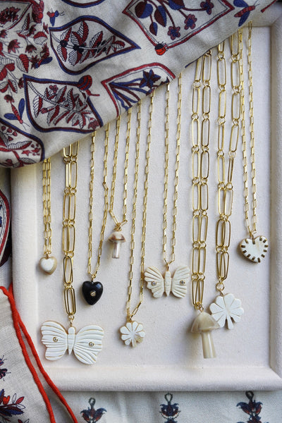 Mushroom Light Horn and Brass Charm by Nicola Bathie