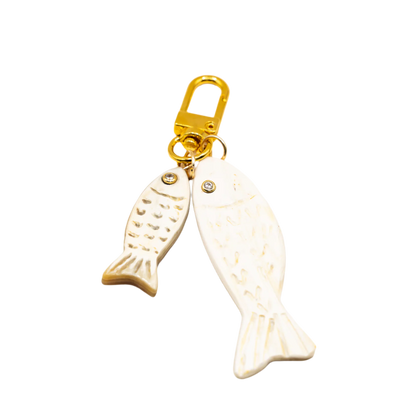 Lilly Sisto x Akola double fish charm in hand-carved Ankole horn