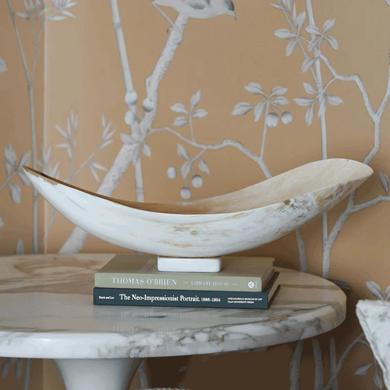 Akola large decorative bowl hand-carved from natural horn in Uganda