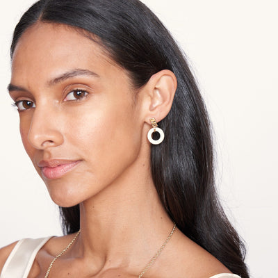 Akola Fern Small Drop Earring in Horn, handcrafted gold earrings