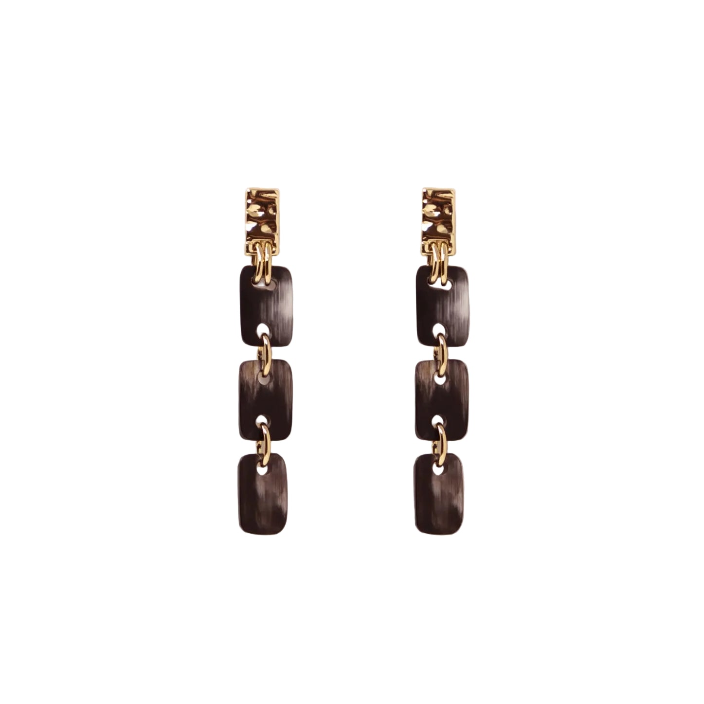 Akola Lindiwi Linear Drop Earring in black horn, handcrafted in Uganda